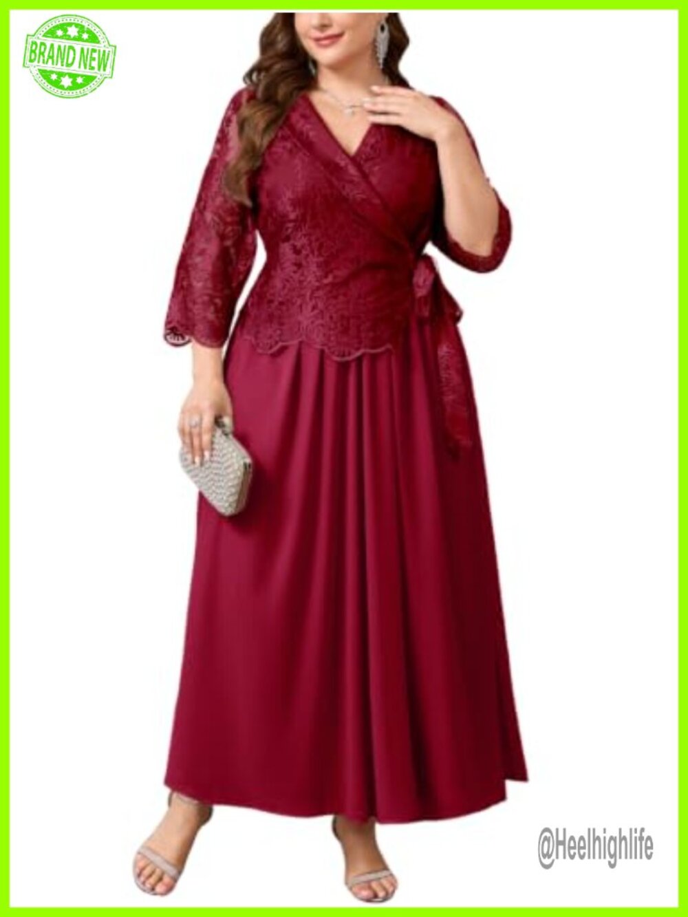 Plus Size Mother of Bride Floral Lace Chiffon Maxi Dress Formal Wedding